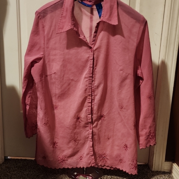 Bundle 2 Shirts- 1 Yellow Casual Button Down Shirt 1 Red-pinkish With Design - Picture 5 of 9